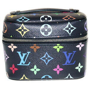 Louis Vuitton Multicolore Multicolor Nice Handbag Wallet Vanity Black Leather